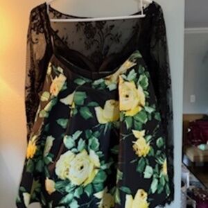 Two-piece taffeta skirt/lace top